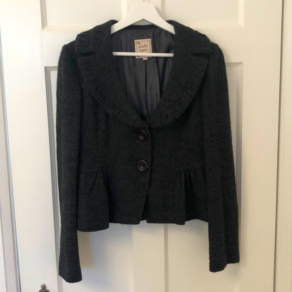 Nanette Lepore grey wool sweater blazer